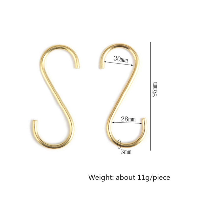 Xinally 10 Pieces Multipurpose Brass S Shaped Hooks Coat Clothes Storage Hangers Kitchen Pot Pan Racks - Image 2